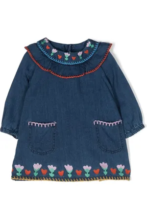 Stella McCartney Vestido de mezclilla con motivo bordado