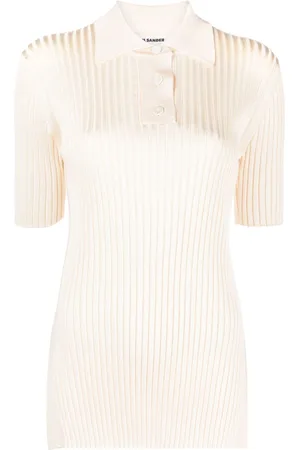 Jil Sander Playera tipo polo de canalé grueso