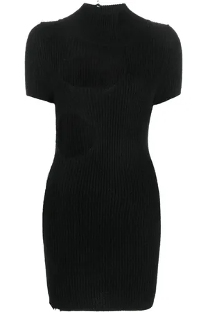 Maison Margiela Vestido corto tejido de canalé con detalle de aberturas