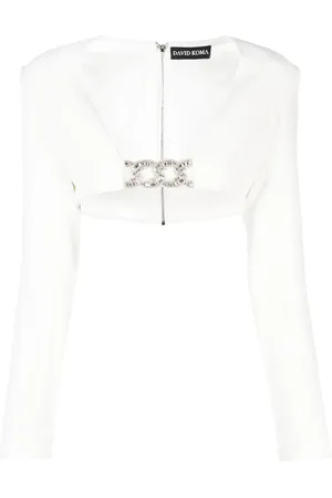 DAVID KOMA Top corto con detalles de cristal