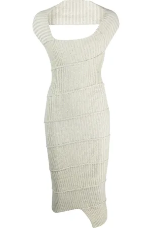 Maison Margiela Vestido midi tejido con diseño asimétrico