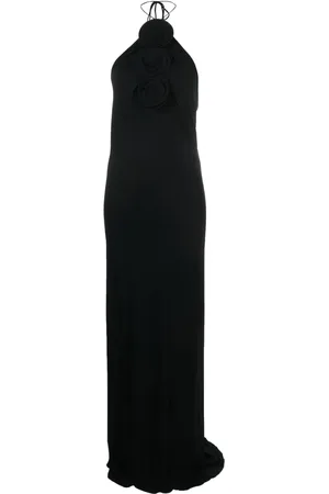 MAGDA BUTRYM Vestido largo con cuello halter y aplique floral