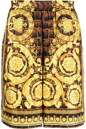 VERSACE Bermudas de seda con estampado Baroccodile