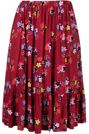Comme des Garçons Falda midi con estampado floral