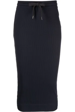 Brunello Cucinelli Falda midi de canalé