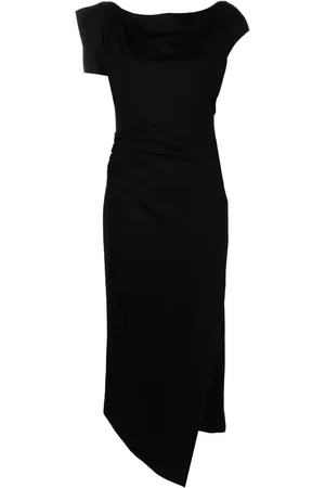 DEL CORE Vestido midi con diseño fruncido y asimétrico