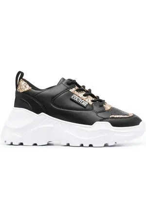 VERSACE Tenis con detalle de glitter y parche del logo