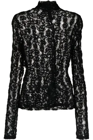 Rohe Top de encaje con cuello de tortuga