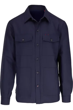 ISAIA Sobrecamisa con costuras en contraste y cuello italiano