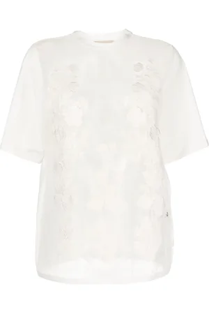 Elie saab Playera transparente con aplique floral
