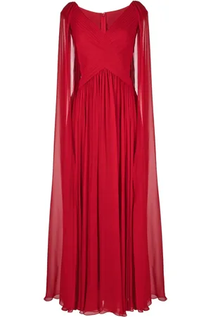 Elie saab Vestido de fiesta de seda drapeado con cuello en V