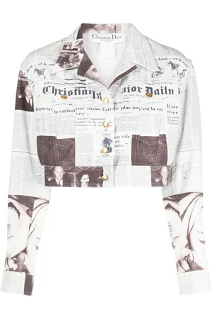 Dior Chamarra corta con estampado de periódico 1990-2000