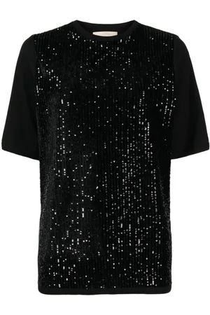 Elie saab Playera de terciopelo con detalles de lentejuelas