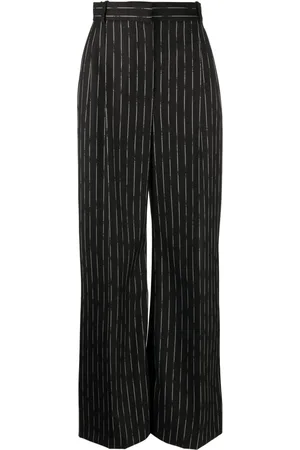 Alexander McQueen Pantalones anchos con rayas diplomáticas estampadas