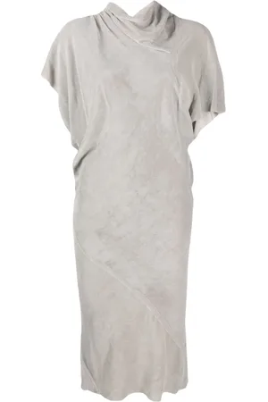 Rick Owens Vestido midi de terciopelo con diseño asimétrico y drapeado