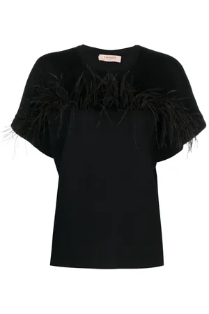 Twin-Set Playera con detalles de plumas