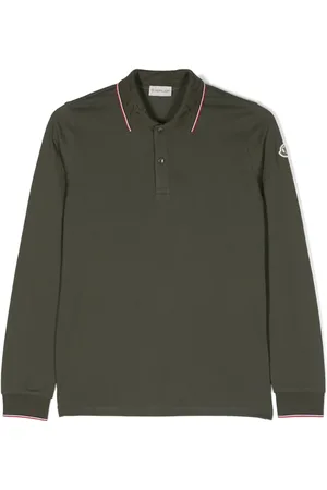 Moncler Playera tipo polo manga larga con parche del logo