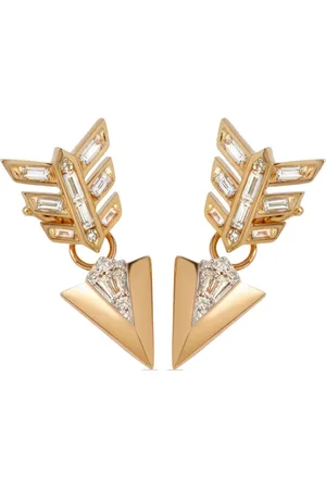 ANNOUSHKA Aretes Deco en oro amarillo de 18kt con diamantes