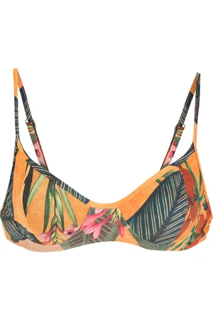 Lygia & Nanny Top de bikini Cassis con estampado de hojas