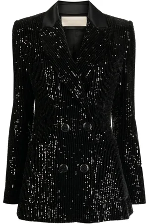 Elie saab Blazer con doble botonadura y lentejuelas