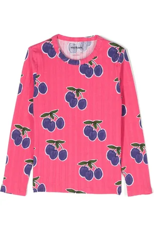 Mini Rodini Playera tejida de canalé con fruta estampada