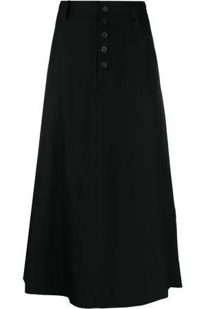 YOHJI YAMAMOTO Falda midi con diseño acampanado y cintura alta