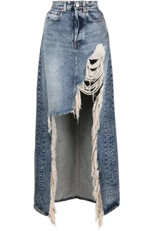 Vetements Falda de mezclilla con detalles rasgados