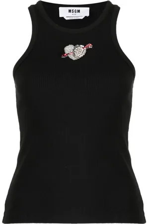 Msgm Top tejido de canalé con detalle de corazones