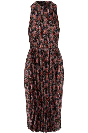 Vince Vestido midi con diseño plisado y estampado gráfico