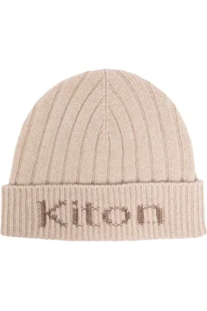 Kiton Gorro tejido de canalé con logo en intarsia