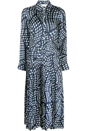 Tory Burch Vestido camisero de seda con estampado gráfico