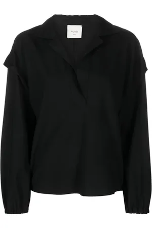 ALYSI Blusa con hombros caídos y solapa de muesca