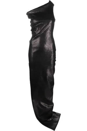 Rick Owens Vestido largo con cuello asimétrico y detalles de lentejuelas