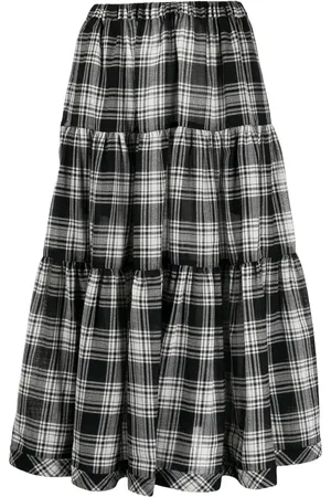 Comme des Garçons Falda midi con diseño tejido y estampado de cuadros
