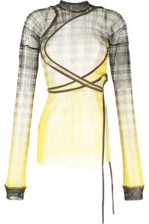OTTOLINGER Playera semitransparente con estampado de cuadros