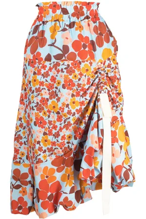 Lee Mathews Falda con estampado floral y detalle fruncido
