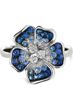 Leo Pizzo Anillo en oro blanco de 18kt con diamantes y zafiros