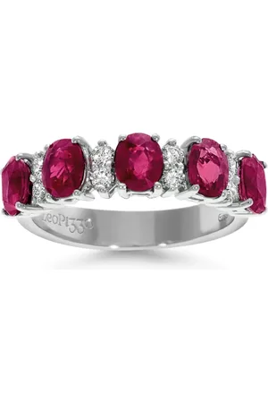 Leo Pizzo Anillo Eternity en oro blanco de 18kt con diamante y rubí