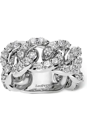 Leo Pizzo Anillo Groumette en oro blanco de 18kt con diamantes