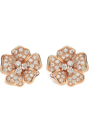 Leo Pizzo Aretes Flora en oro rosa de 18kt con diamantes