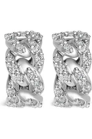 Leo Pizzo Arete Groumette en oro blanco de 18kt con diamantes