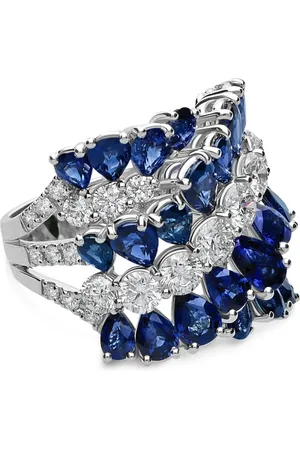 Leo Pizzo Anillo en oro blanco de 18kt con diamantes y zafiros