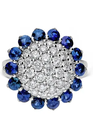Leo Pizzo Anillo Aurora en oro blanco de 18kt con diamantes y zafiros