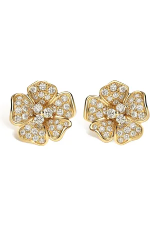 Leo Pizzo Aretes Flora en oro amarillo de 18kt con diamantes