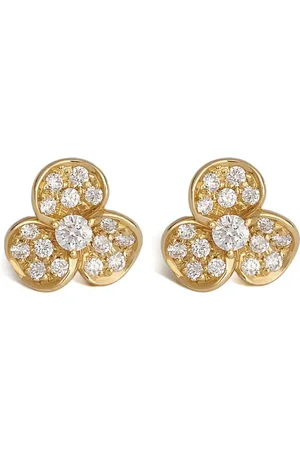 Leo Pizzo Aretes florales en oro amarillo de 18kt con diamantes