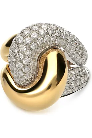 Leo Pizzo Anillo Abbraccio en oro blanco y amarillo de 18kt con diamantes