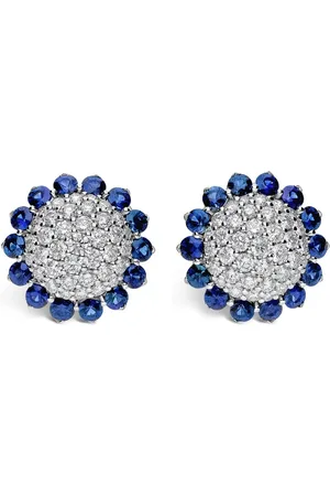 Leo Pizzo Aretes Aurora en oro blanco de 18kt con diamantes y zafiro