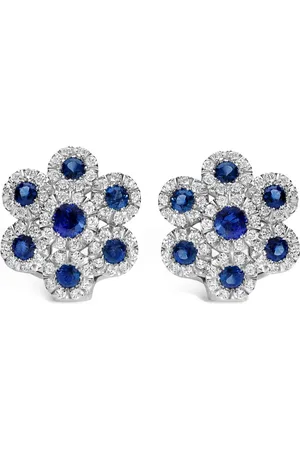 Leo Pizzo Aretes Augusta en oro rosa de 18kt con diamantes y zafiros