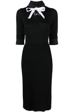 Thom Browne Vestido tejido a capas con moño