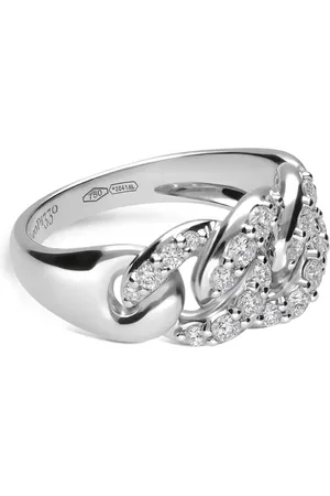 Leo Pizzo Anillo Gourmette en oro blanco de 18kt con diamantes